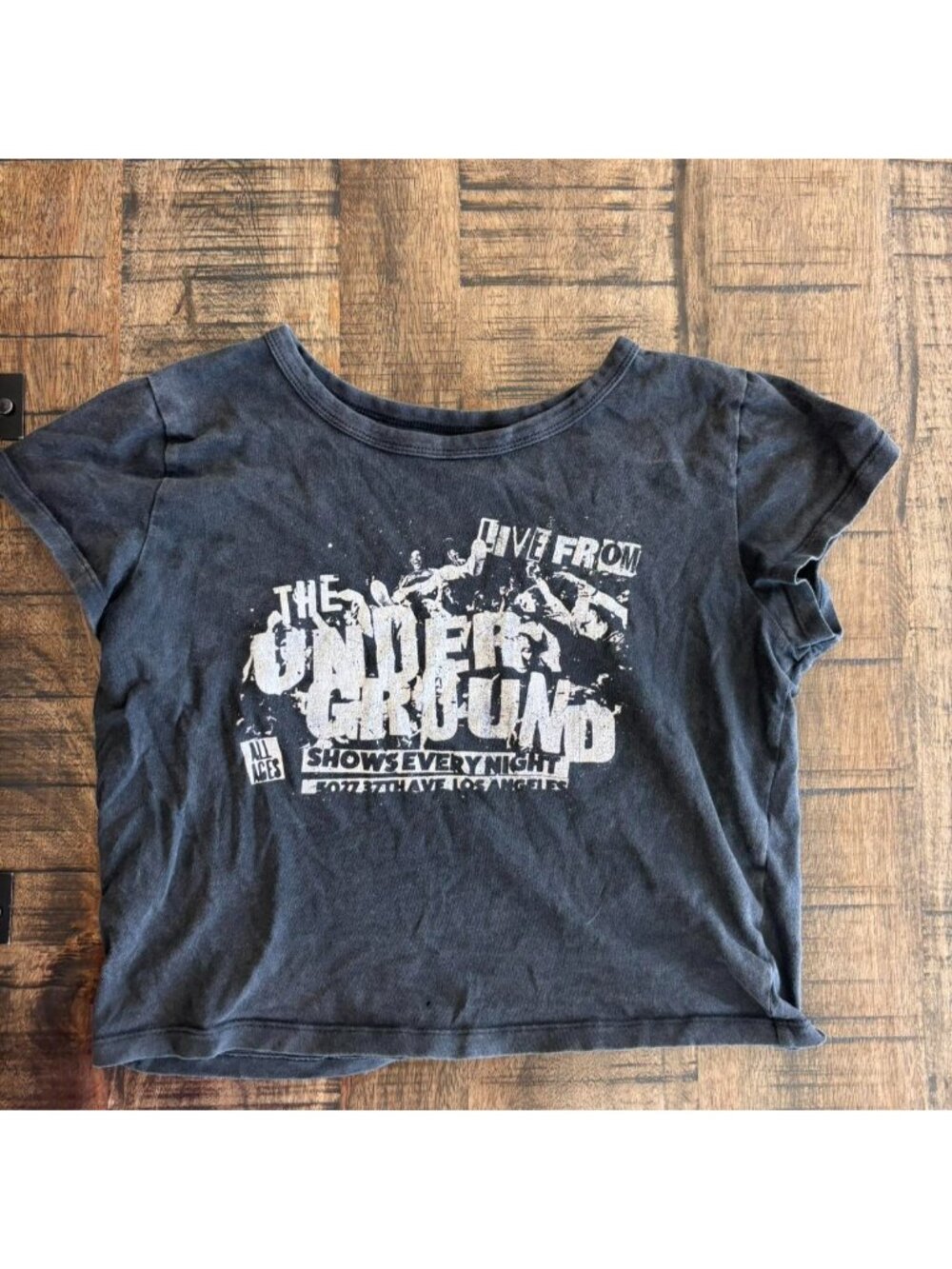 Hollister size small black and white top with graphic design.
